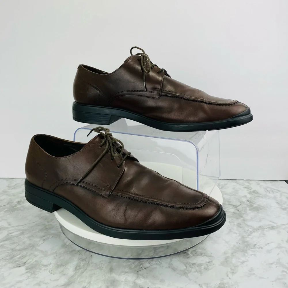 Cole Haan Leather Mens‎ 13 M Dark Brown Square Split Toe Comfort Lace Up C10697